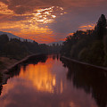 Magnificent Clouds Over Rogue River Oregon at Sunset 